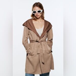 Zara faux suede hooded jacket